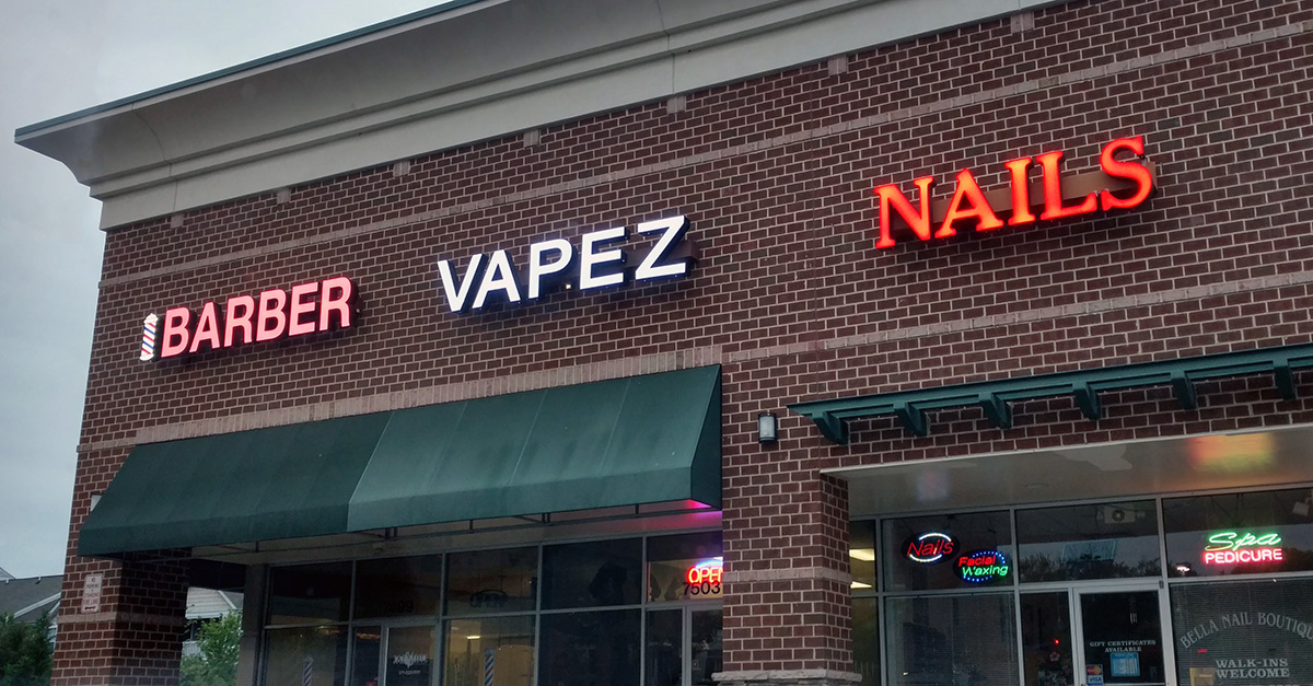 Vape shop in a strip mall