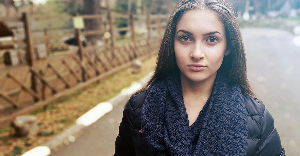 Young Adult girl on road